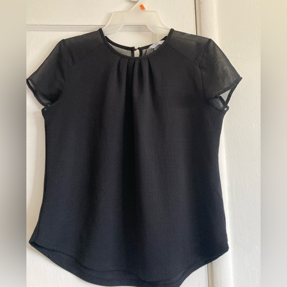 H&M Black Blouse with Sheer Sleeves